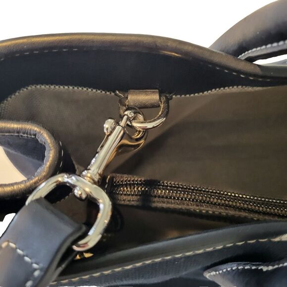 Vintage Dooney & Bourke Black Satchel Logo Canvas, Lock Clasp, Crossbody Strap - Picture 10 of 15